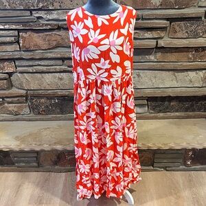 Mister Zimi Olivia Midi Red Daisy Floral Dress with Tie Back